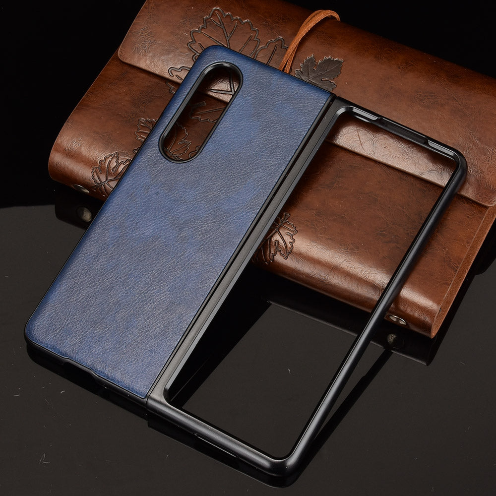 Ultra Slim Litchi Texture PU Leather Coated PC Shockproof Phone Cover for Samsung Galaxy Z Fold3 5G