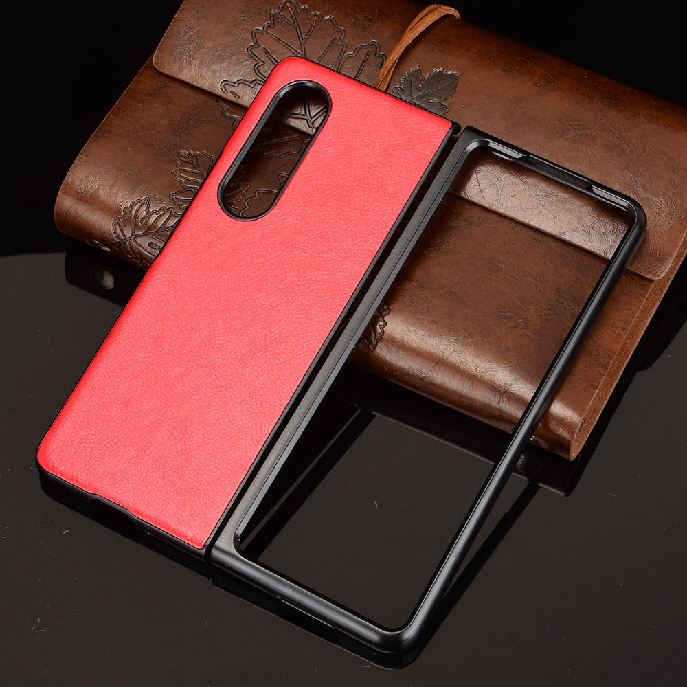 Ultra Slim Litchi Texture PU Leather Coated PC Shockproof Phone Cover for Samsung Galaxy Z Fold3 5G