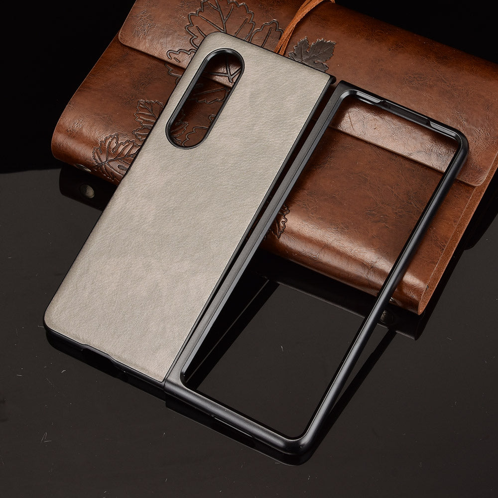 Ultra Slim Litchi Texture PU Leather Coated PC Shockproof Phone Cover for Samsung Galaxy Z Fold3 5G