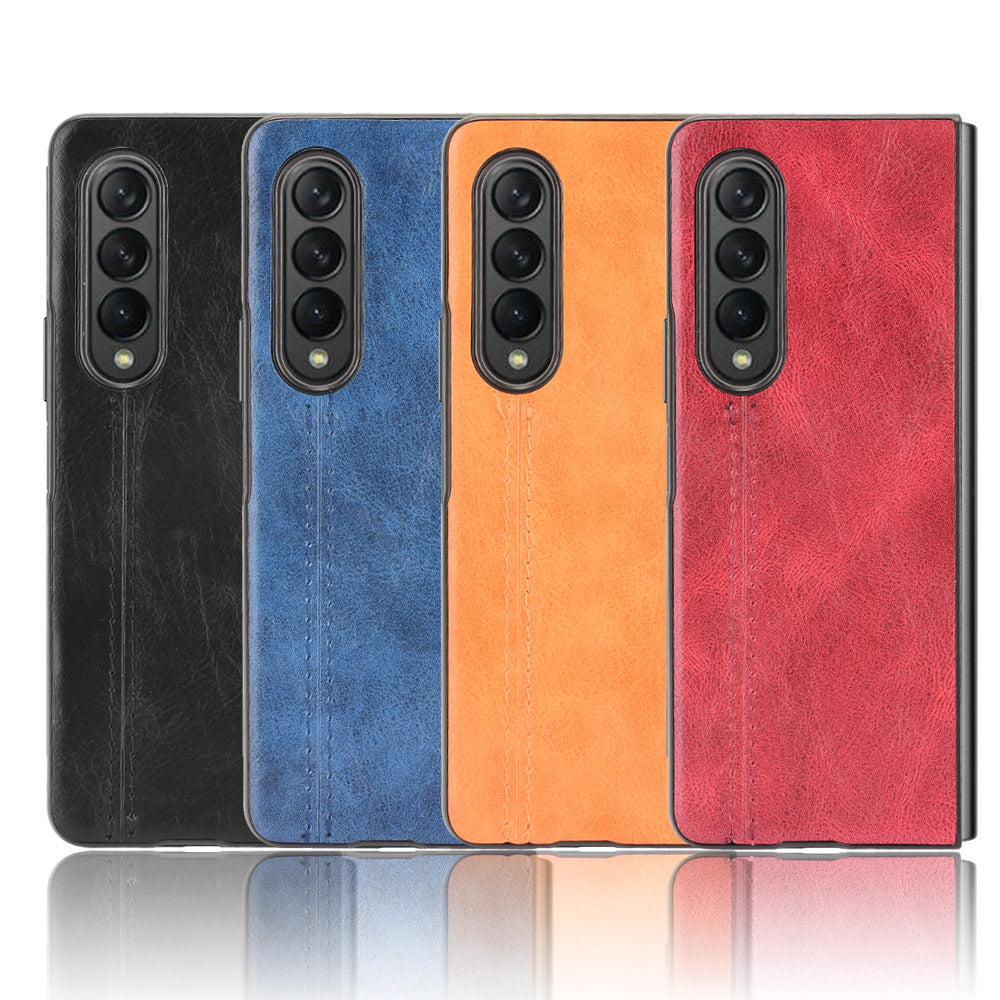 Stitching Line Design PU Leather Coated Hard PC + TPU Cover Protective Cell Phone Case for Samsung Galaxy Z Fold3 5G