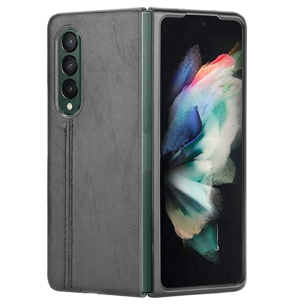 Stitching Line Design PU Leather Coated Hard PC + TPU Cover Protective Cell Phone Case for Samsung Galaxy Z Fold3 5G