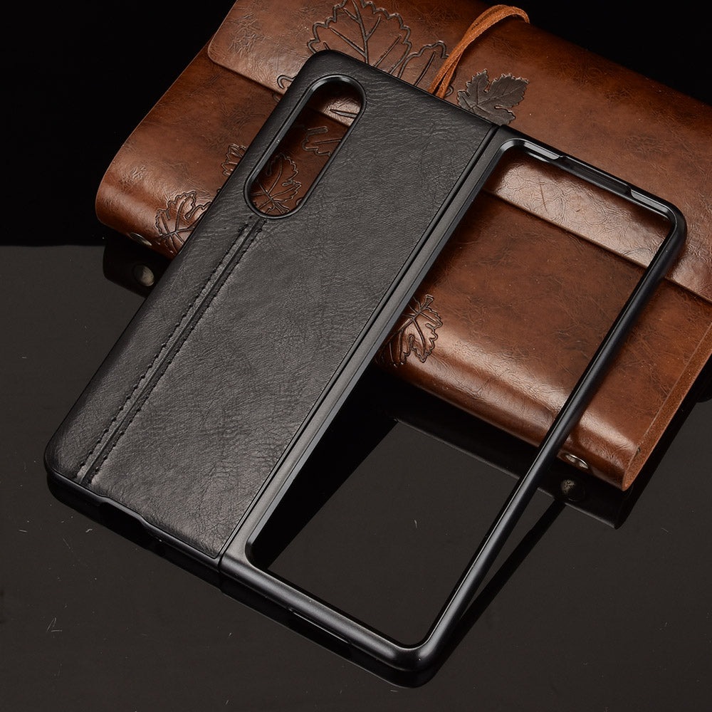 Stitching Line Design PU Leather Coated Hard PC + TPU Cover Protective Cell Phone Case for Samsung Galaxy Z Fold3 5G
