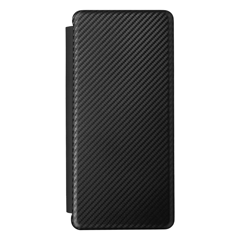 For Galaxy Z Fold3 5G Leather Phone Case Carbon Fiber Absorption Magnetic Closure with Card Slot and Ring Strap