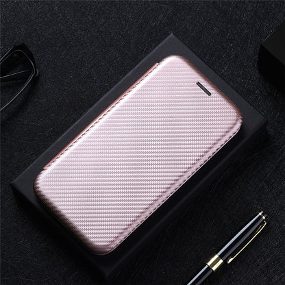 For Galaxy Z Fold3 5G Leather Phone Case Carbon Fiber Absorption Magnetic Closure with Card Slot and Ring Strap