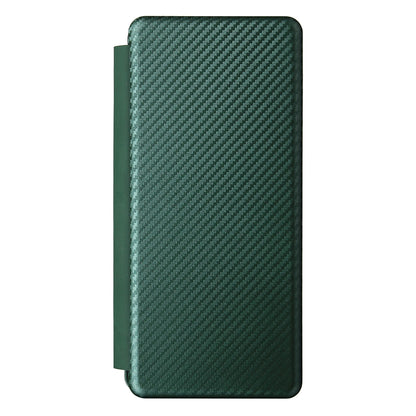 For Galaxy Z Fold3 5G Leather Phone Case Carbon Fiber Absorption Magnetic Closure with Card Slot and Ring Strap