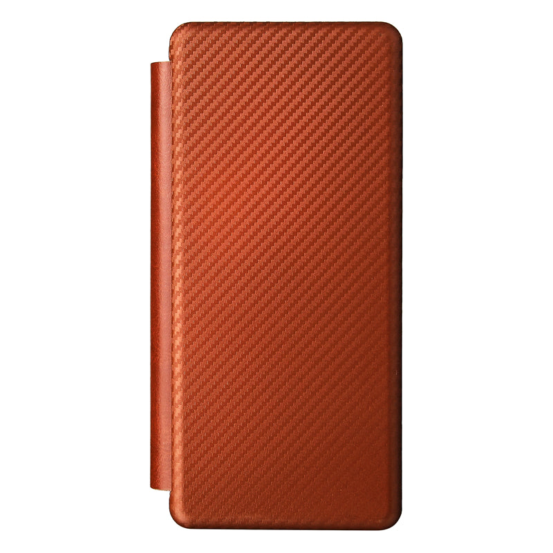 For Galaxy Z Fold3 5G Leather Phone Case Carbon Fiber Absorption Magnetic Closure with Card Slot and Ring Strap
