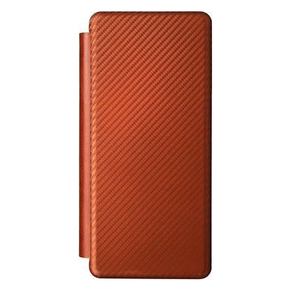 For Galaxy Z Fold3 5G Leather Phone Case Carbon Fiber Absorption Magnetic Closure with Card Slot and Ring Strap