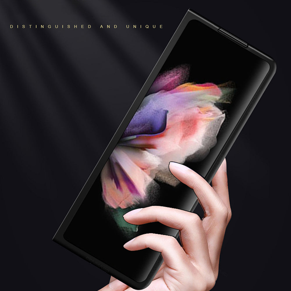 Litchi Texture Genuine Leather Cell Phone Case Cover Shell Protector for Samsung Galaxy Z Fold3 5G