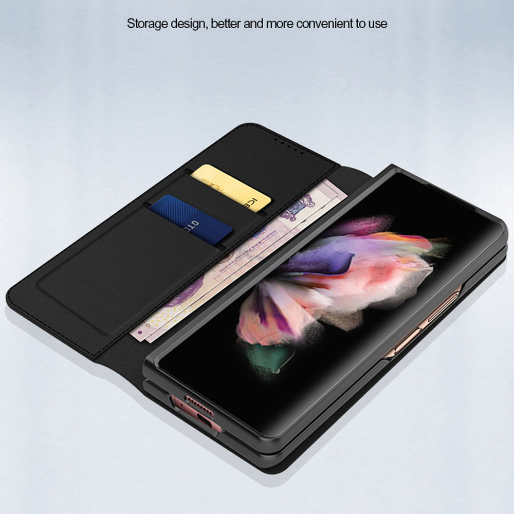 Detachable 2-in-1 Skin-Touch Split Leather Case Phone Cover with Wallet Stand for Samsung Galaxy Z Fold3 5G