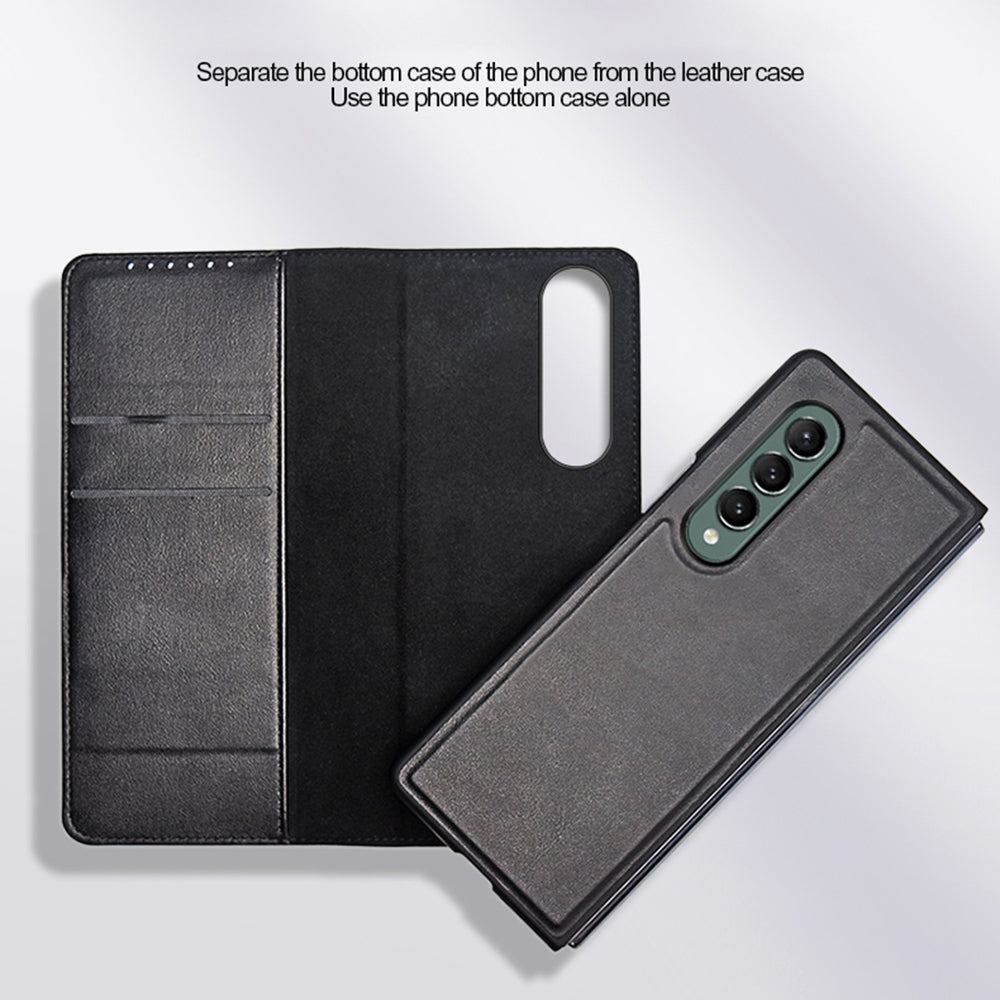 Detachable 2-in-1 Skin-Touch Split Leather Case Phone Cover with Wallet Stand for Samsung Galaxy Z Fold3 5G