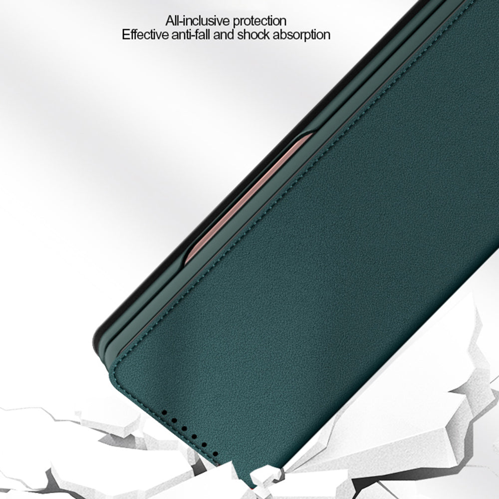 Detachable 2-in-1 Skin-Touch Split Leather Case Phone Cover with Wallet Stand for Samsung Galaxy Z Fold3 5G
