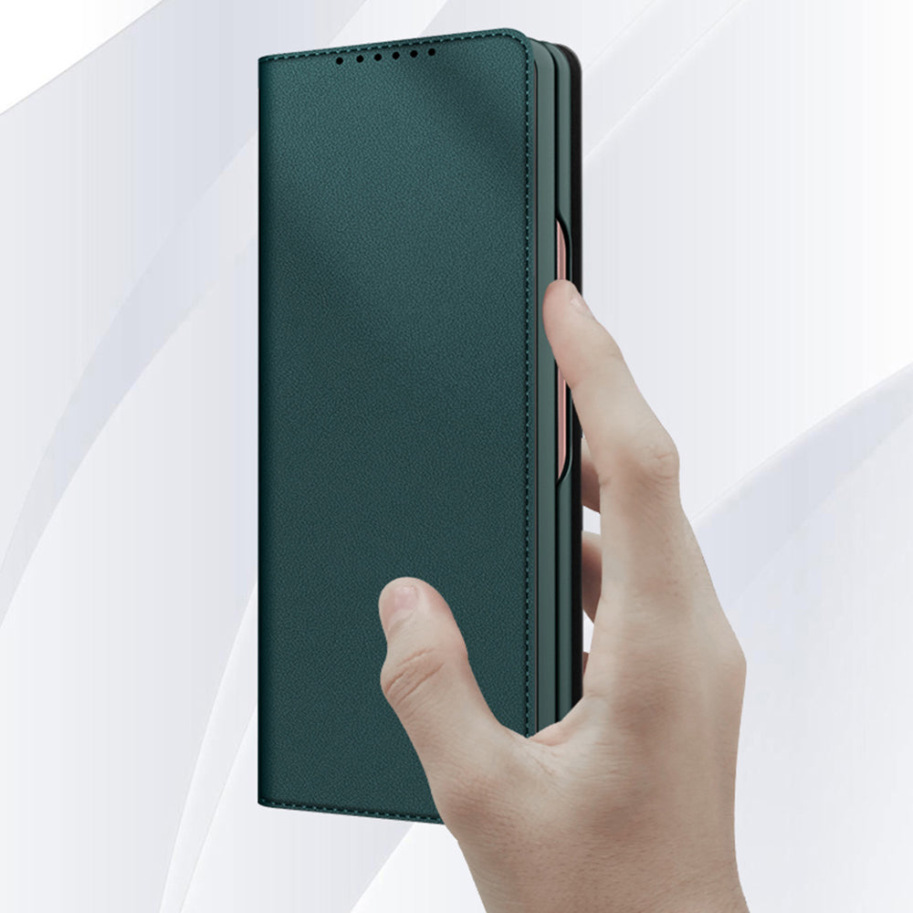 Detachable 2-in-1 Skin-Touch Split Leather Case Phone Cover with Wallet Stand for Samsung Galaxy Z Fold3 5G