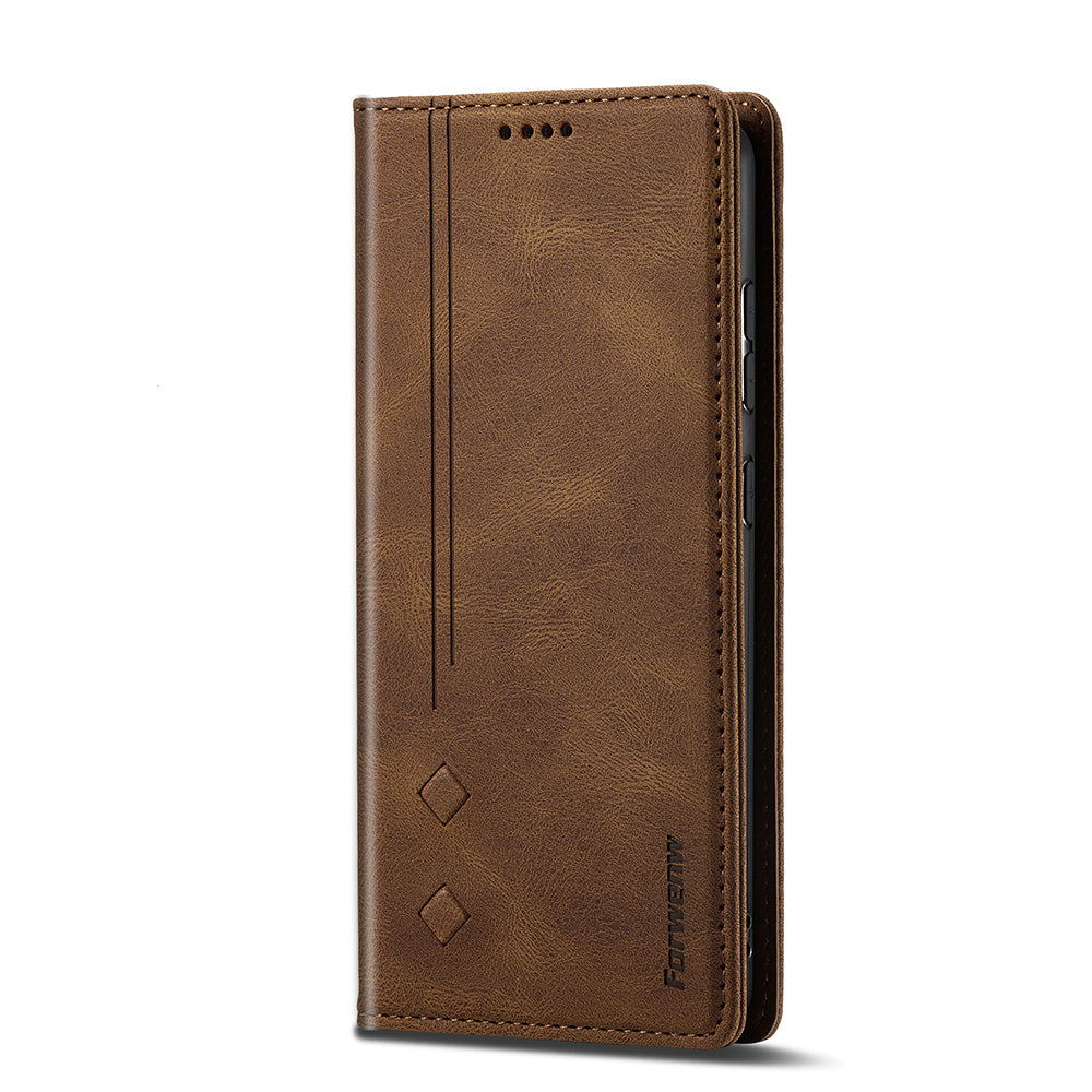 FORWENW F2 Series Wallet Stand Design Solid Color Leather Phone Case for Samsung Galaxy A52 4G/5G/A52s 5G