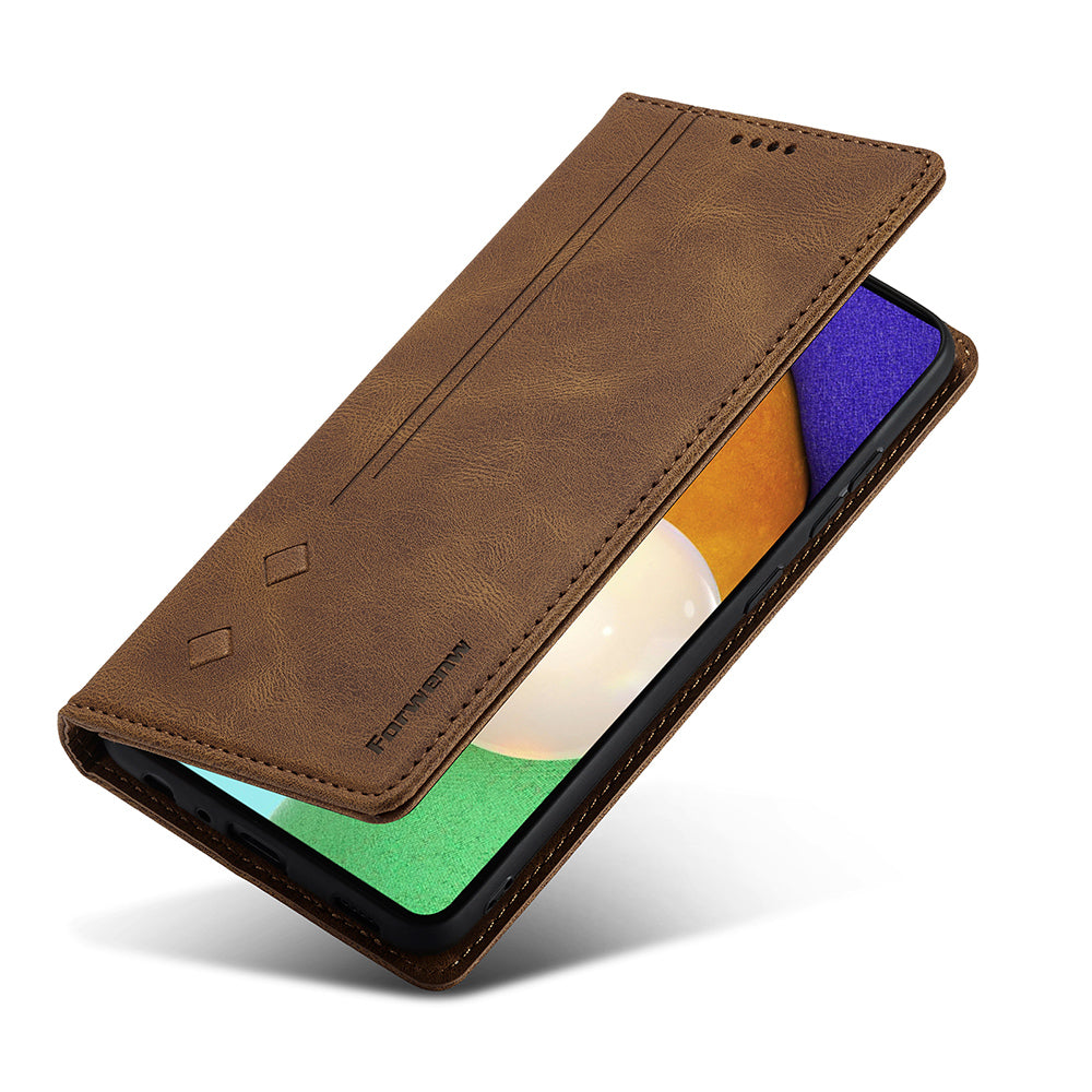 FORWENW F2 Series Wallet Stand Design Solid Color Leather Phone Case for Samsung Galaxy A52 4G/5G/A52s 5G
