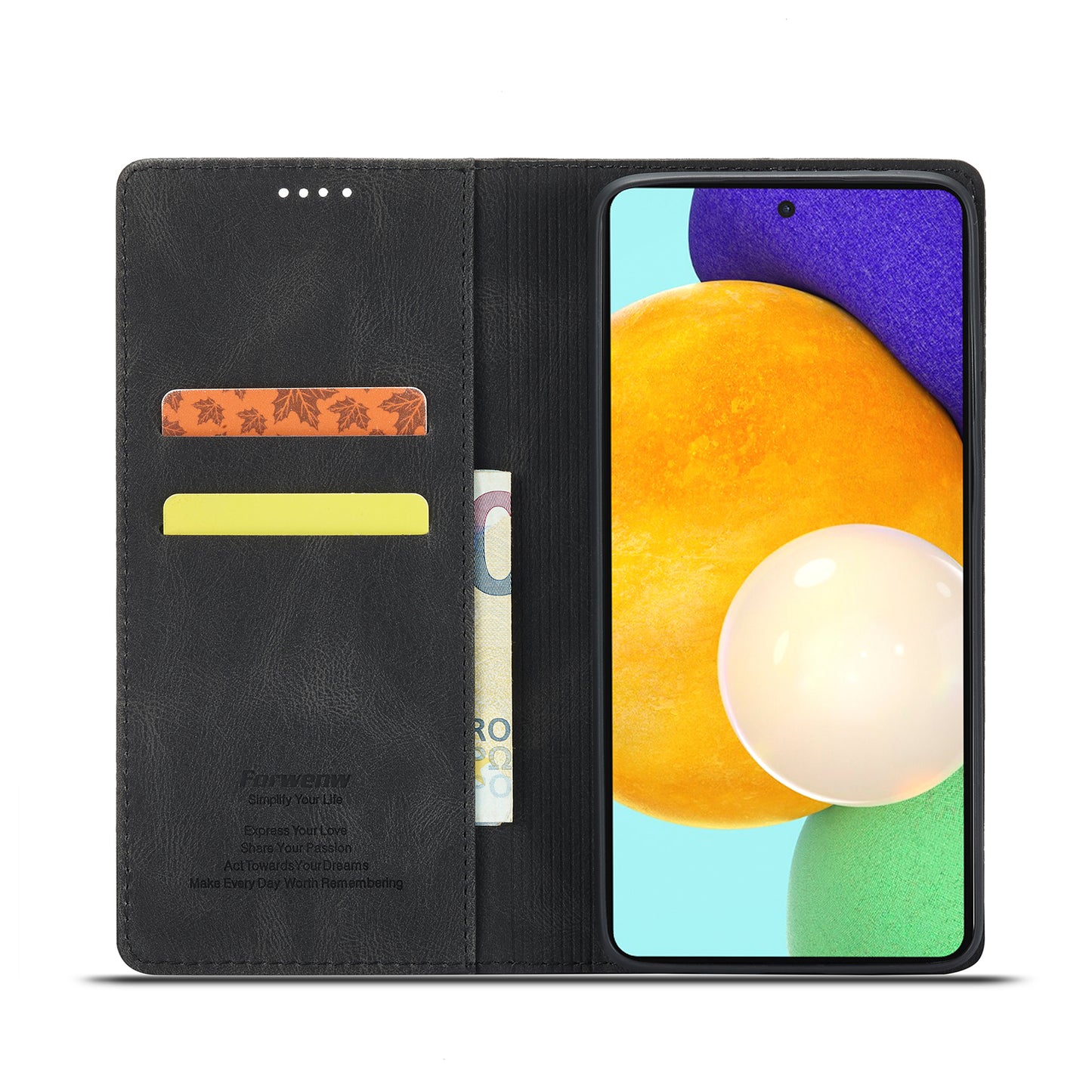 FORWENW F2 Series Wallet Stand Design Solid Color Leather Phone Case for Samsung Galaxy A52 4G/5G/A52s 5G