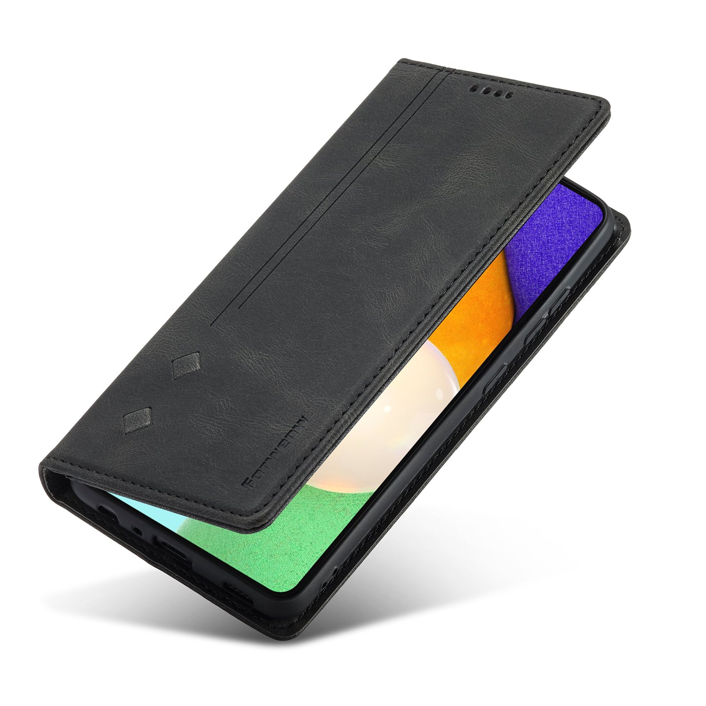FORWENW F2 Series Wallet Stand Design Solid Color Leather Phone Case for Samsung Galaxy A52 4G/5G/A52s 5G