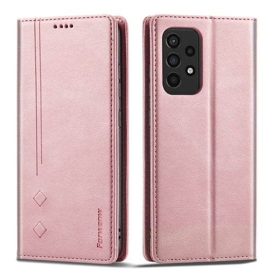 FORWENW F2 Series Wallet Stand Design Solid Color Leather Phone Case for Samsung Galaxy A52 4G/5G/A52s 5G