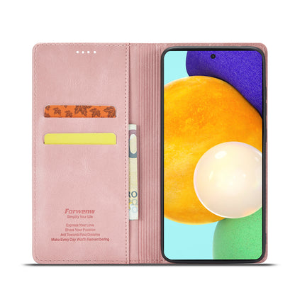 FORWENW F2 Series Wallet Stand Design Solid Color Leather Phone Case for Samsung Galaxy A52 4G/5G/A52s 5G