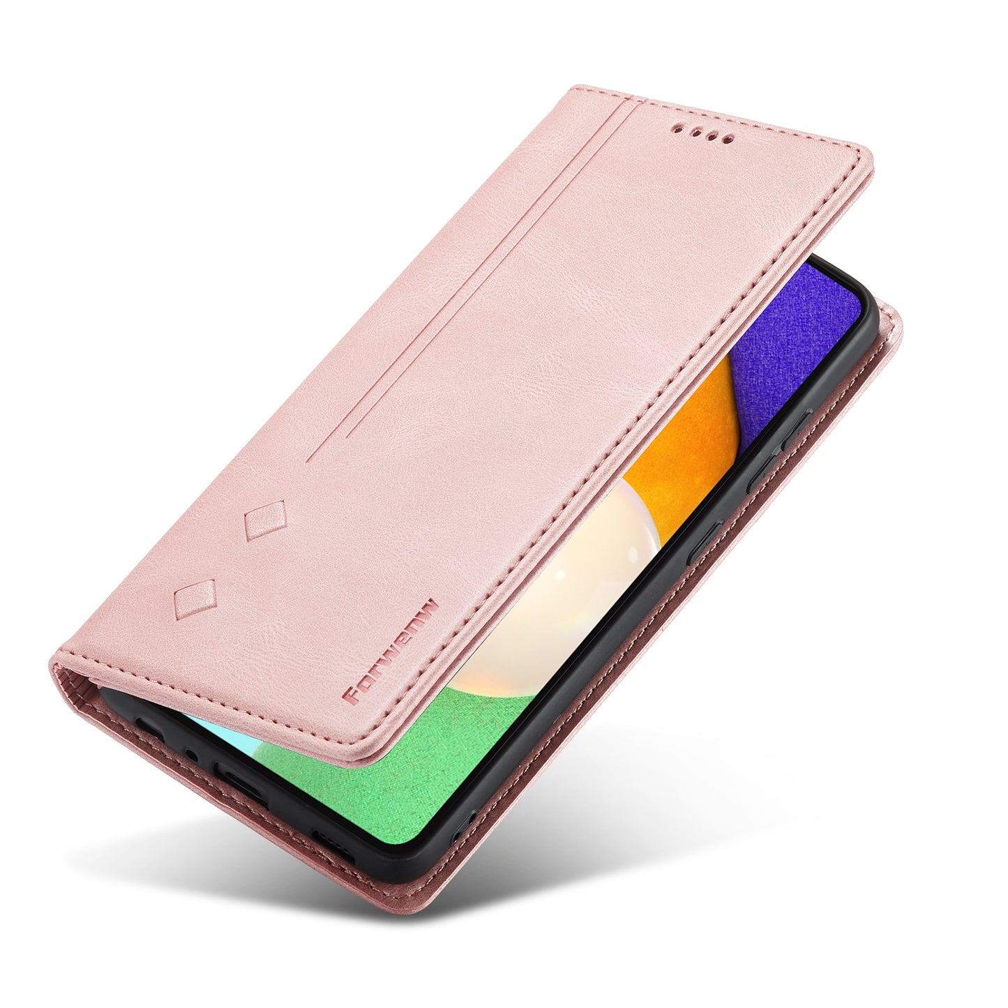 FORWENW F2 Series Wallet Stand Design Solid Color Leather Phone Case for Samsung Galaxy A52 4G/5G/A52s 5G