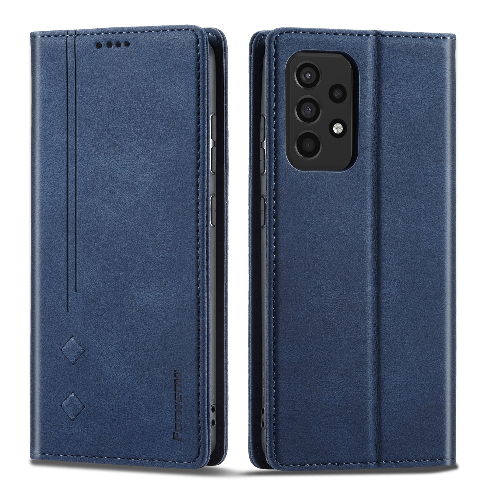 FORWENW F2 Series Wallet Stand Design Solid Color Leather Phone Case for Samsung Galaxy A52 4G/5G/A52s 5G