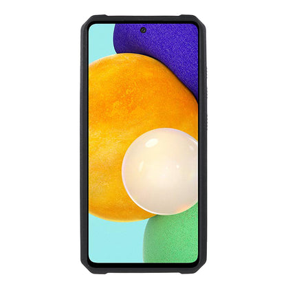 All-Inclusive Hybrid Phone Case Cover Shell with Camera Slider + Back Card Holder + Built-in Metal Sheet for Samsung Galaxy A52 4G/5G/A52s 5G