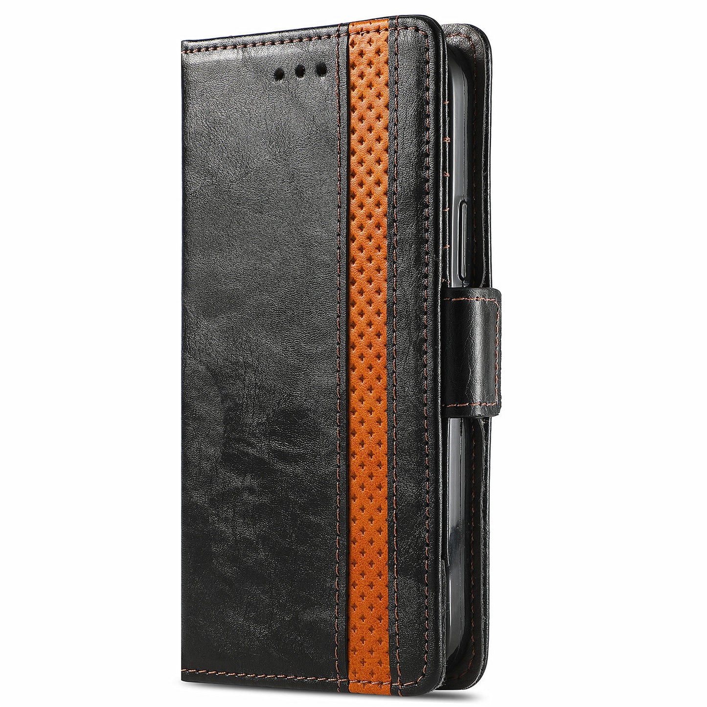 CASENEO 002 Series Protective Shockproof Dual Magnetic Flap Wallet Stand Design Business Style Splicing Leather Phone Case for Samsung Galaxy A52 4G/5G/A52s 5G