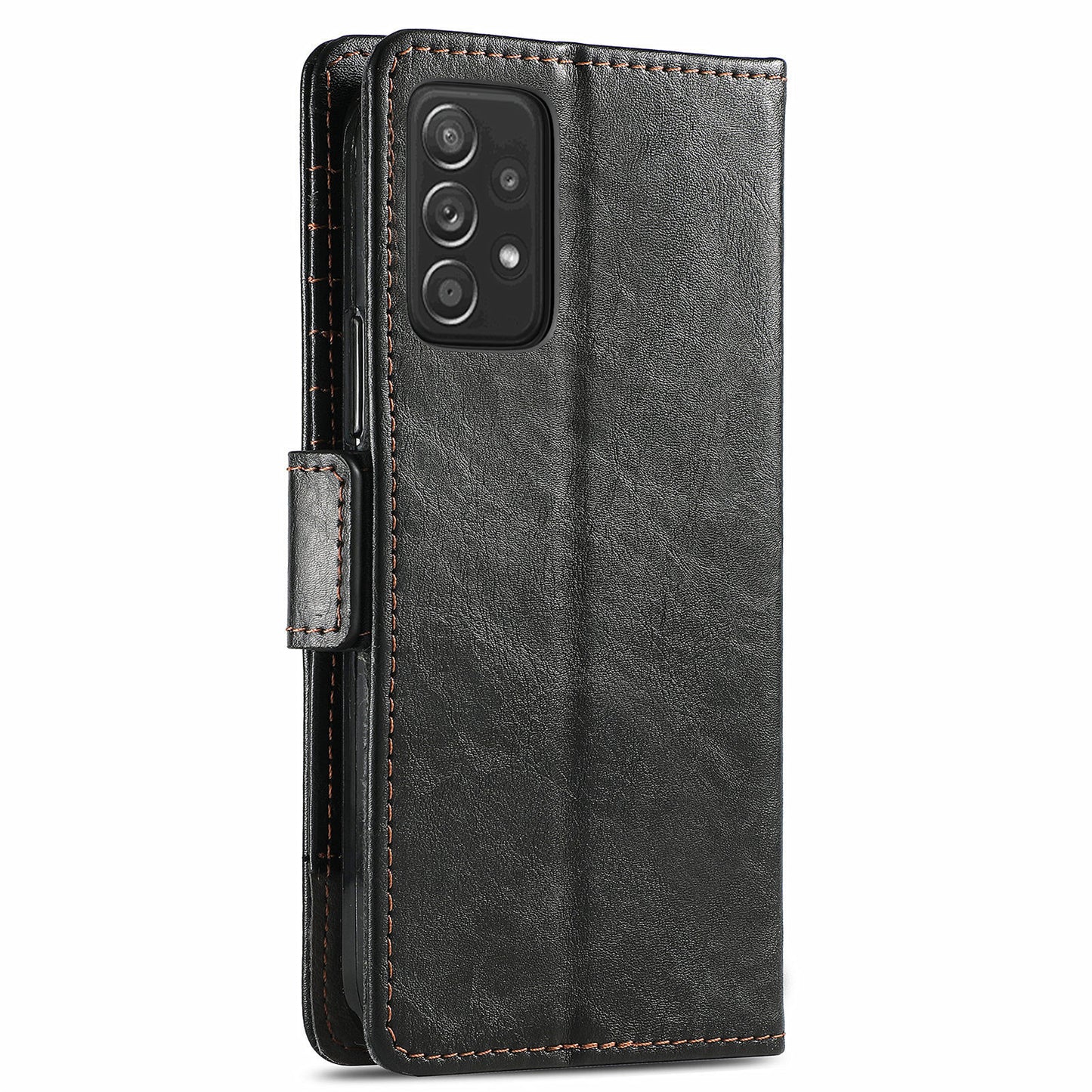 CASENEO 002 Series Protective Shockproof Dual Magnetic Flap Wallet Stand Design Business Style Splicing Leather Phone Case for Samsung Galaxy A52 4G/5G/A52s 5G