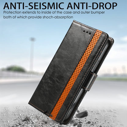 CASENEO 002 Series Protective Shockproof Dual Magnetic Flap Wallet Stand Design Business Style Splicing Leather Phone Case for Samsung Galaxy A52 4G/5G/A52s 5G