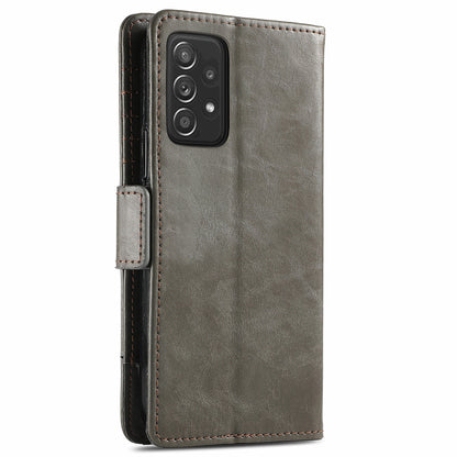 CASENEO 002 Series Protective Shockproof Dual Magnetic Flap Wallet Stand Design Business Style Splicing Leather Phone Case for Samsung Galaxy A52 4G/5G/A52s 5G