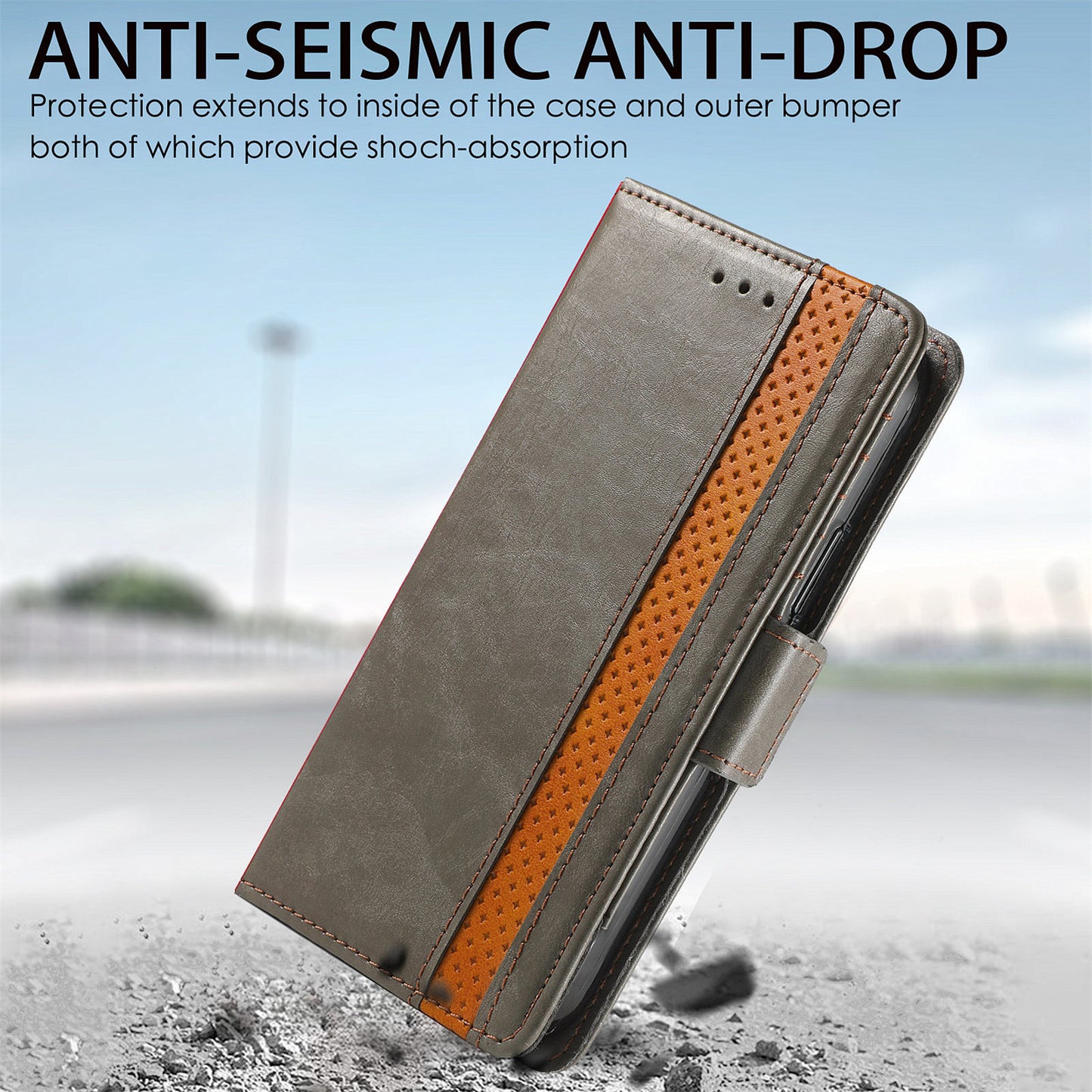 CASENEO 002 Series Protective Shockproof Dual Magnetic Flap Wallet Stand Design Business Style Splicing Leather Phone Case for Samsung Galaxy A52 4G/5G/A52s 5G