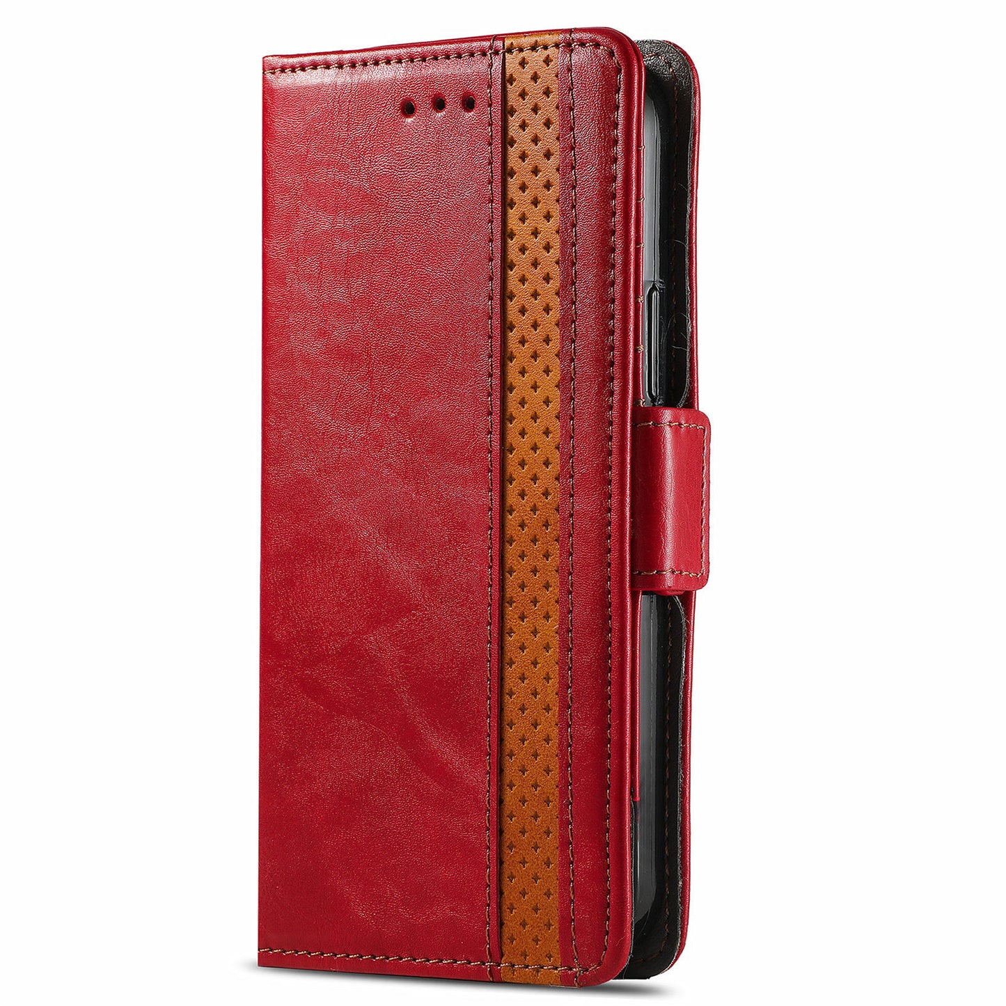 CASENEO 002 Series Protective Shockproof Dual Magnetic Flap Wallet Stand Design Business Style Splicing Leather Phone Case for Samsung Galaxy A52 4G/5G/A52s 5G