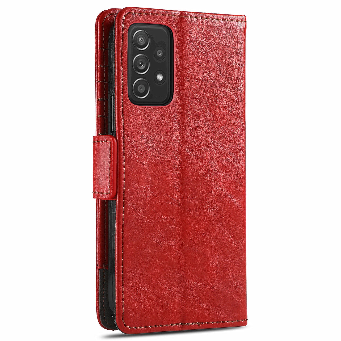 CASENEO 002 Series Protective Shockproof Dual Magnetic Flap Wallet Stand Design Business Style Splicing Leather Phone Case for Samsung Galaxy A52 4G/5G/A52s 5G