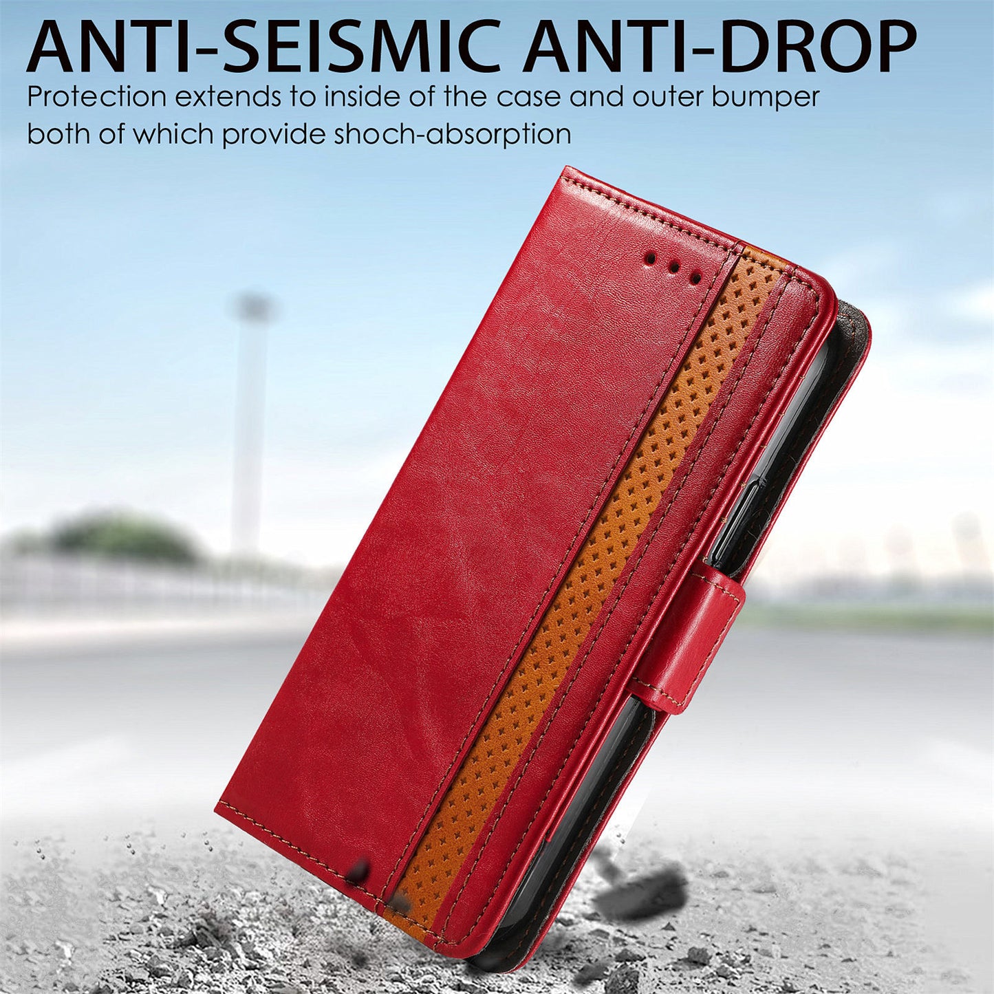 CASENEO 002 Series Protective Shockproof Dual Magnetic Flap Wallet Stand Design Business Style Splicing Leather Phone Case for Samsung Galaxy A52 4G/5G/A52s 5G