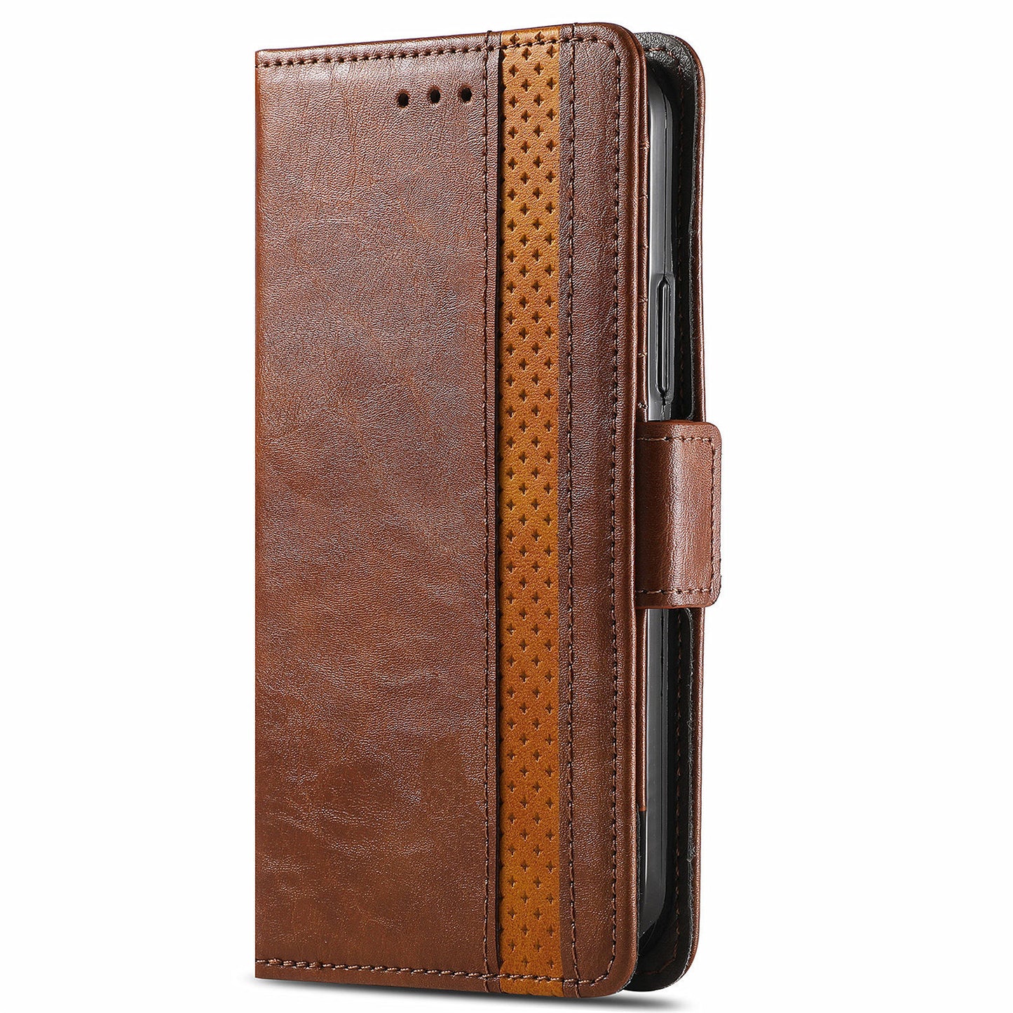 CASENEO 002 Series Protective Shockproof Dual Magnetic Flap Wallet Stand Design Business Style Splicing Leather Phone Case for Samsung Galaxy A52 4G/5G/A52s 5G
