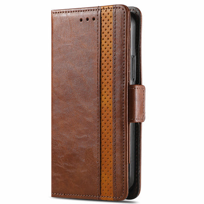 CASENEO 002 Series Protective Shockproof Dual Magnetic Flap Wallet Stand Design Business Style Splicing Leather Phone Case for Samsung Galaxy A52 4G/5G/A52s 5G