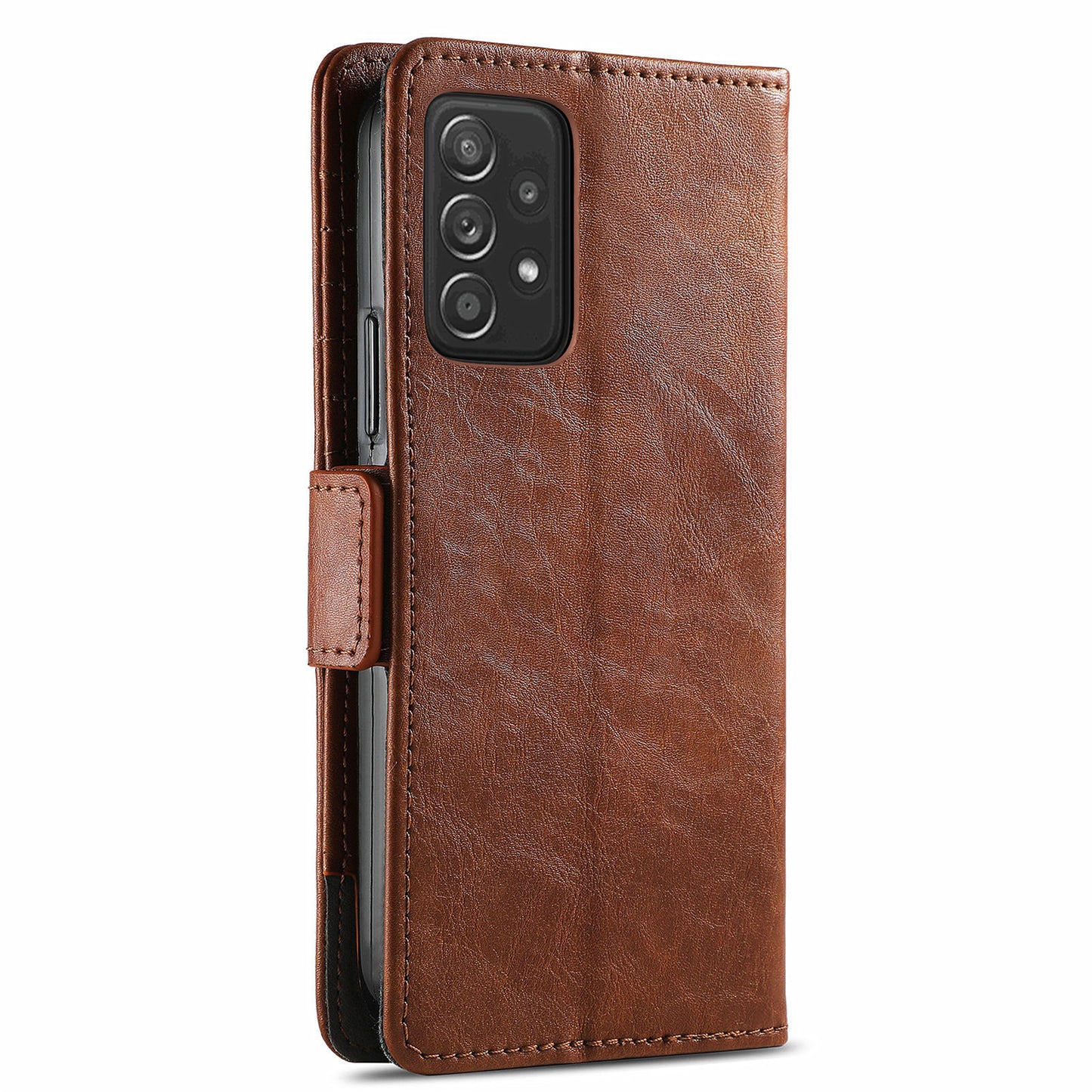 CASENEO 002 Series Protective Shockproof Dual Magnetic Flap Wallet Stand Design Business Style Splicing Leather Phone Case for Samsung Galaxy A52 4G/5G/A52s 5G