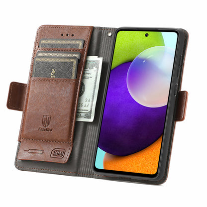 CASENEO 002 Series Protective Shockproof Dual Magnetic Flap Wallet Stand Design Business Style Splicing Leather Phone Case for Samsung Galaxy A52 4G/5G/A52s 5G