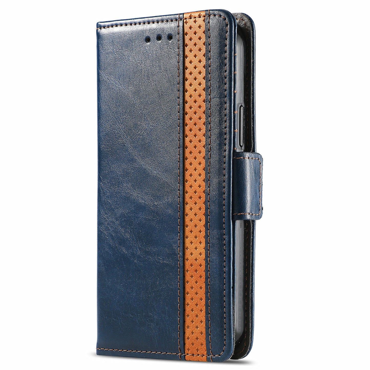 CASENEO 002 Series Protective Shockproof Dual Magnetic Flap Wallet Stand Design Business Style Splicing Leather Phone Case for Samsung Galaxy A52 4G/5G/A52s 5G