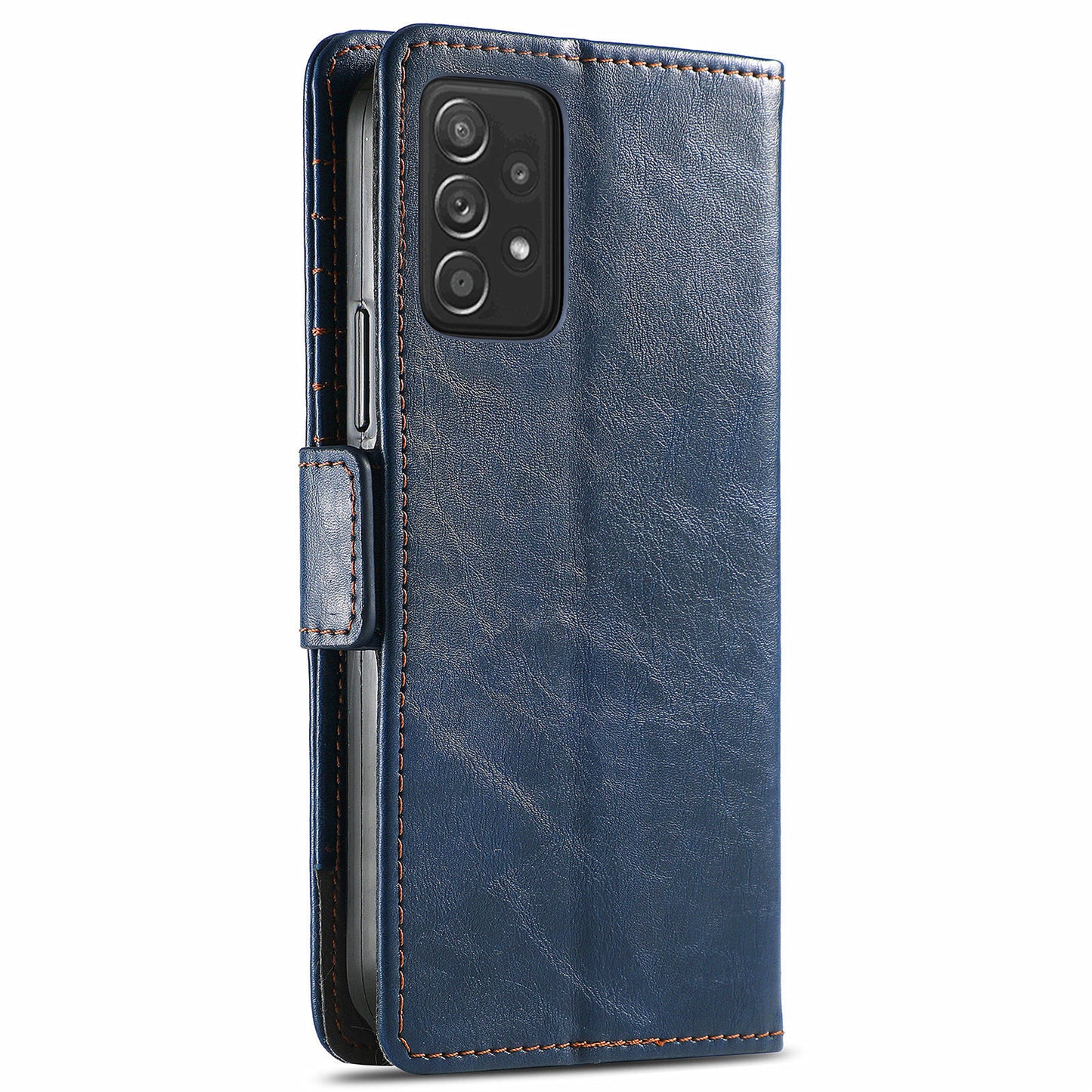 CASENEO 002 Series Protective Shockproof Dual Magnetic Flap Wallet Stand Design Business Style Splicing Leather Phone Case for Samsung Galaxy A52 4G/5G/A52s 5G