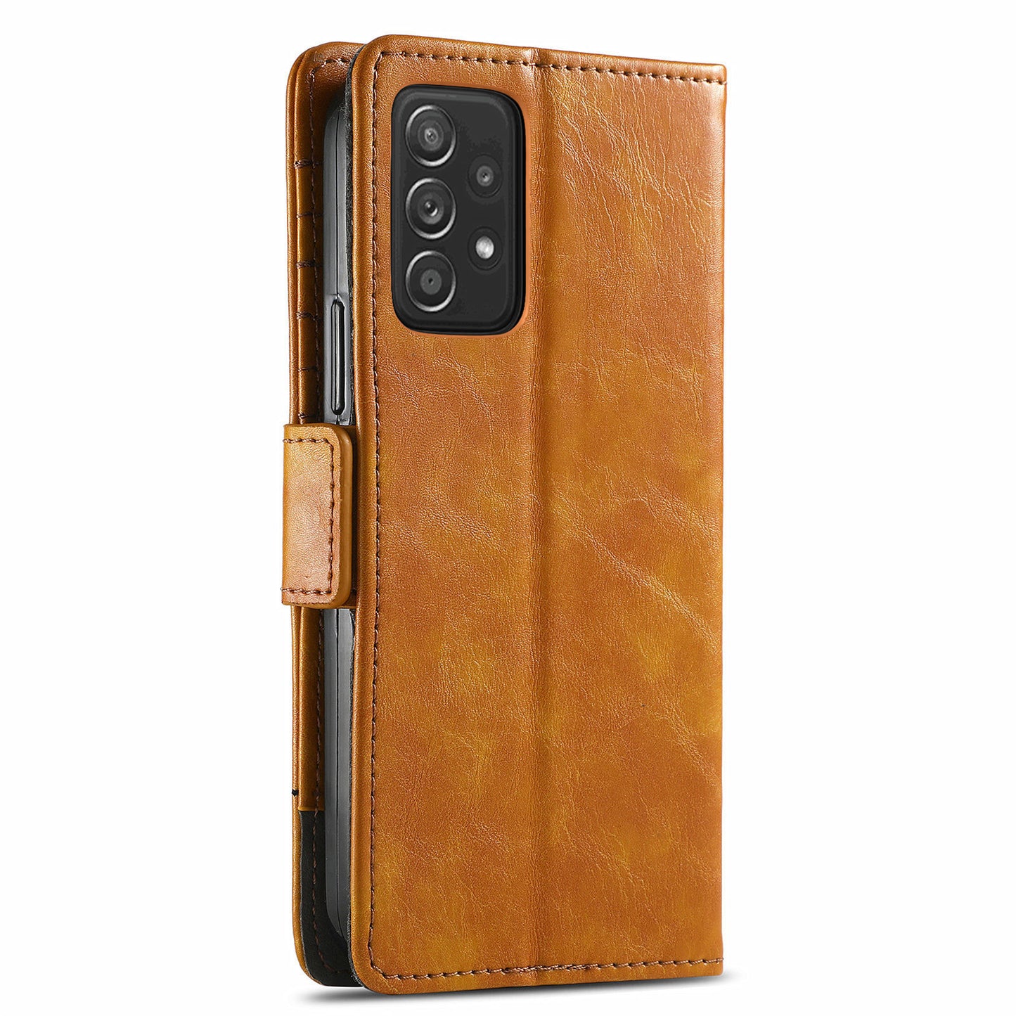 CASENEO 002 Series Protective Shockproof Dual Magnetic Flap Wallet Stand Design Business Style Splicing Leather Phone Case for Samsung Galaxy A52 4G/5G/A52s 5G