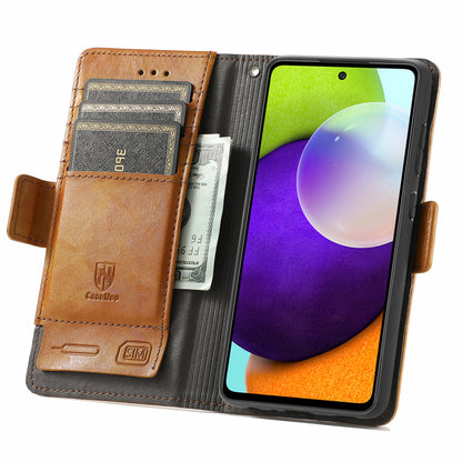 CASENEO 002 Series Protective Shockproof Dual Magnetic Flap Wallet Stand Design Business Style Splicing Leather Phone Case for Samsung Galaxy A52 4G/5G/A52s 5G