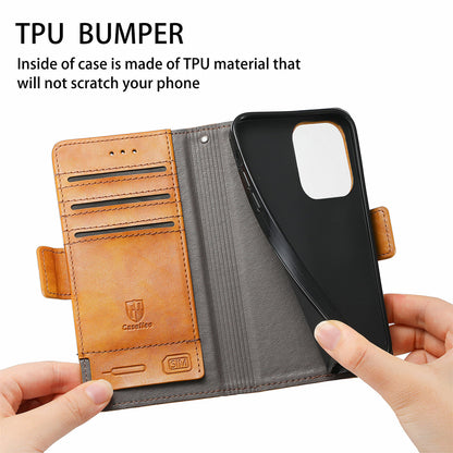 CASENEO 002 Series Protective Shockproof Dual Magnetic Flap Wallet Stand Design Business Style Splicing Leather Phone Case for Samsung Galaxy A52 4G/5G/A52s 5G