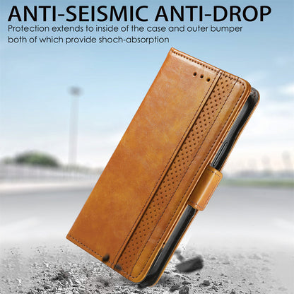 CASENEO 002 Series Protective Shockproof Dual Magnetic Flap Wallet Stand Design Business Style Splicing Leather Phone Case for Samsung Galaxy A52 4G/5G/A52s 5G