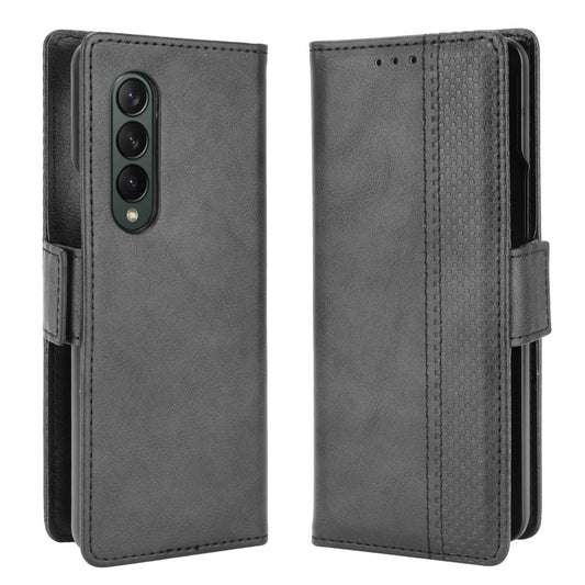 Side Magnetic Buckle Retro Texture Leather Stand Wallet Phone Flip Case Cover Shell for Samsung Galaxy Z Fold3 5G