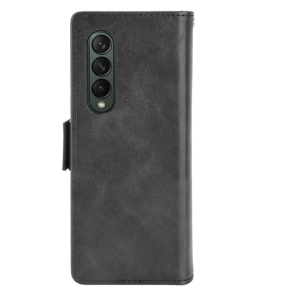 Side Magnetic Buckle Retro Texture Leather Stand Wallet Phone Flip Case Cover Shell for Samsung Galaxy Z Fold3 5G