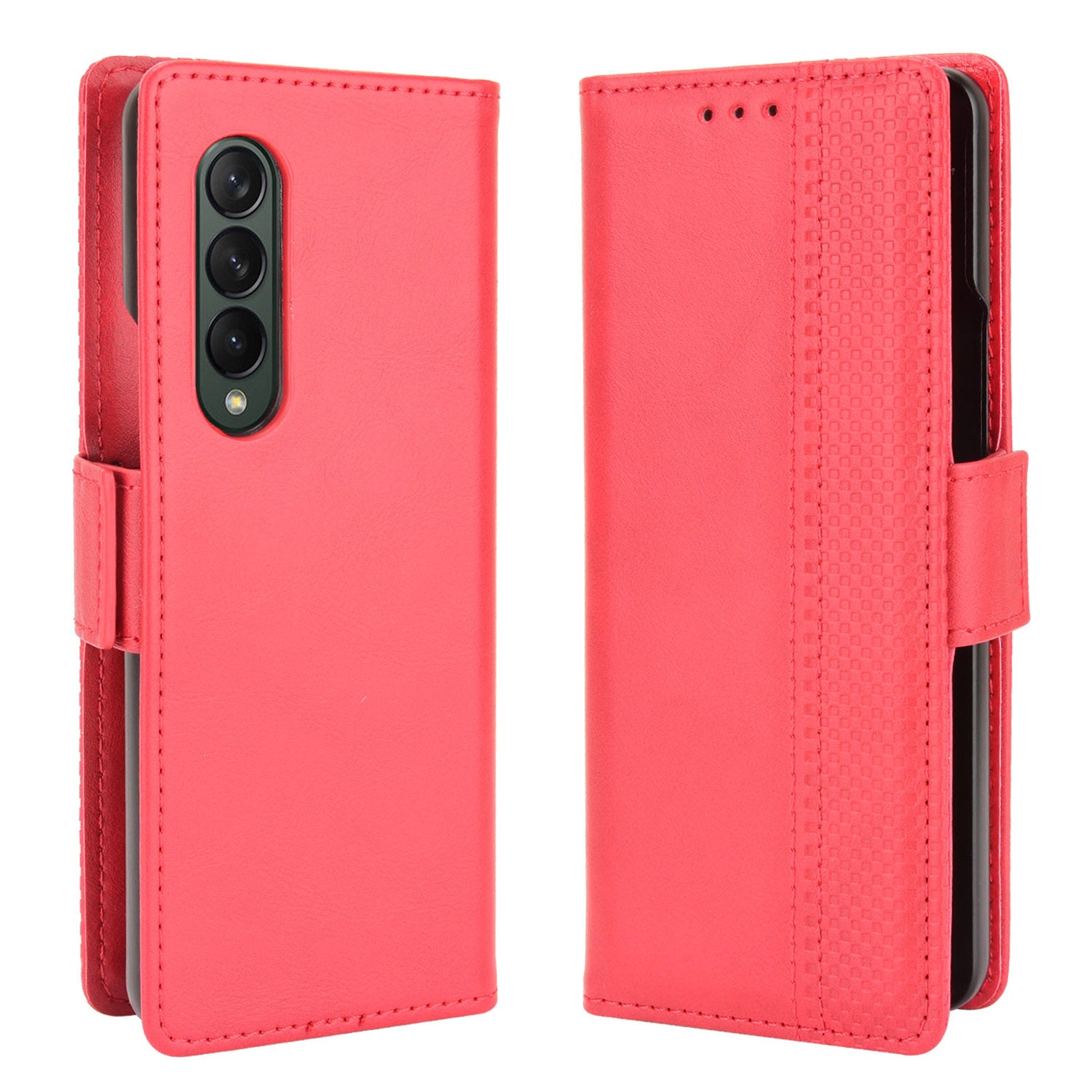 Side Magnetic Buckle Retro Texture Leather Stand Wallet Phone Flip Case Cover Shell for Samsung Galaxy Z Fold3 5G