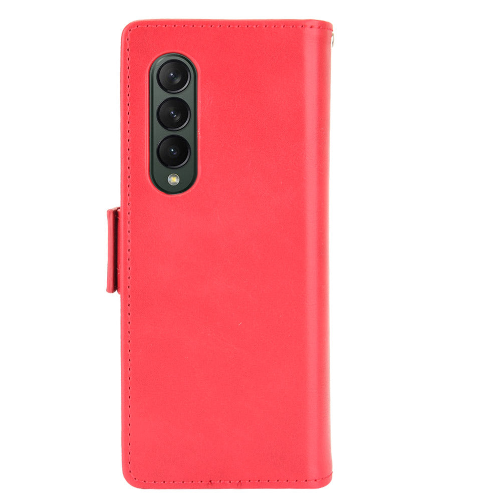 Side Magnetic Buckle Retro Texture Leather Stand Wallet Phone Flip Case Cover Shell for Samsung Galaxy Z Fold3 5G