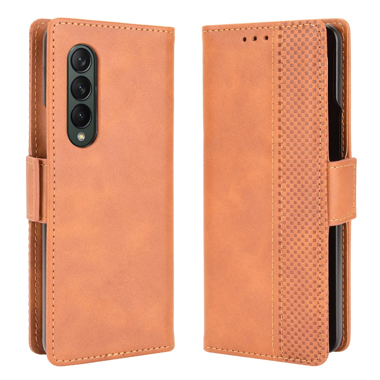 Side Magnetic Buckle Retro Texture Leather Stand Wallet Phone Flip Case Cover Shell for Samsung Galaxy Z Fold3 5G