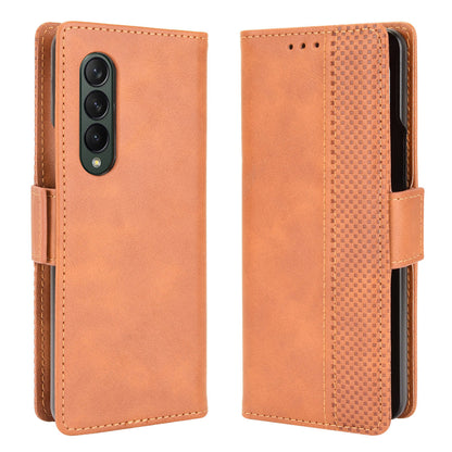Side Magnetic Buckle Retro Texture Leather Stand Wallet Phone Flip Case Cover Shell for Samsung Galaxy Z Fold3 5G