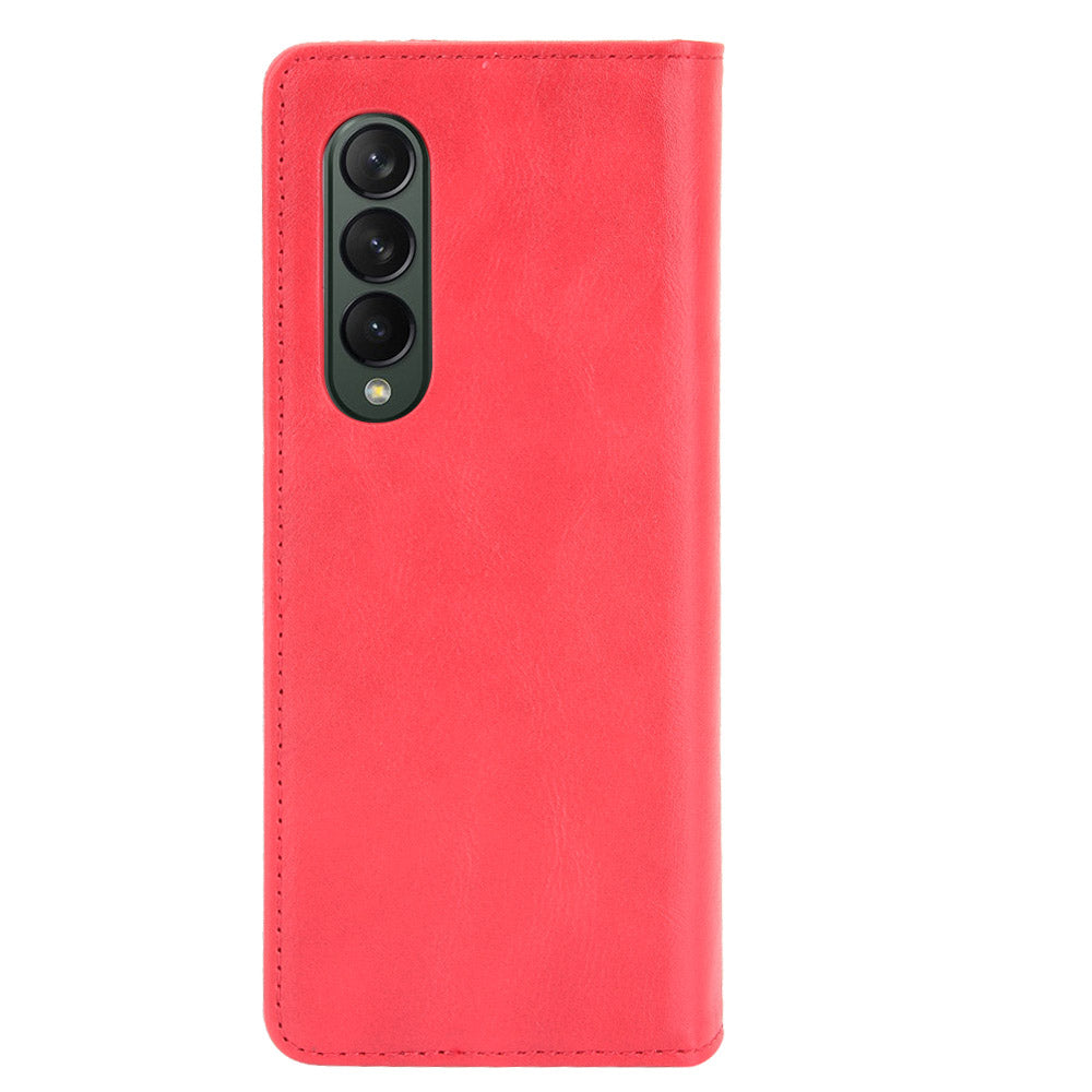 Folio Flip Auto-absorbed Retro Leather Wallet Phone Case for Samsung Galaxy Z Fold3 5G